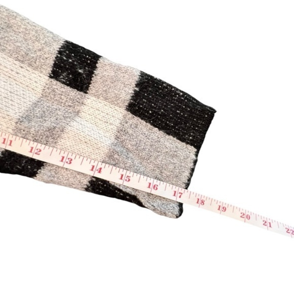 Buffalo Plaid Open Long Cardigan Sweater Black White Boho Cowgirl‎ Long Sleeve - Picture 13 of 14